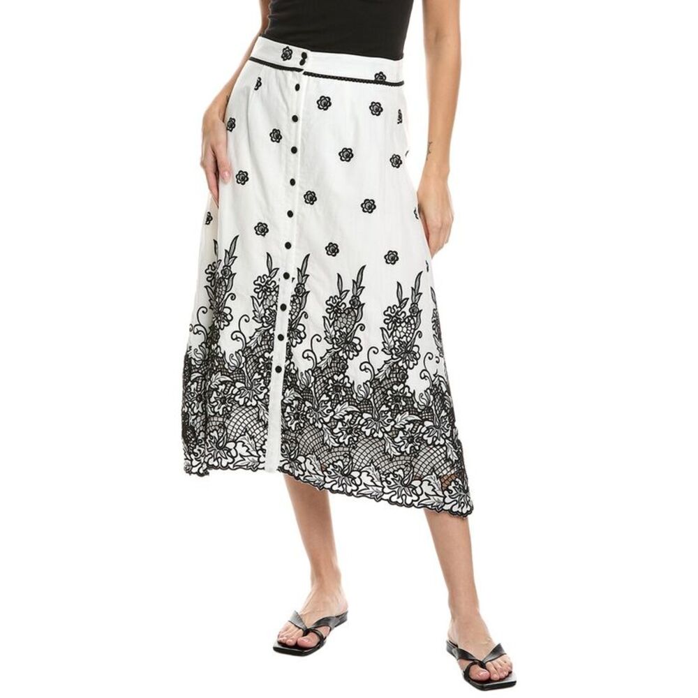Allison Womens  Farrah Midi Skirt, White